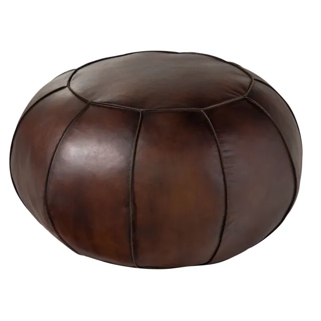 MASSIVMOEBEL24 .DE gestoffeerde kruk CHESTERFIELD #19 bruin echt leer (buffel) 58 x 38 x 58 cm