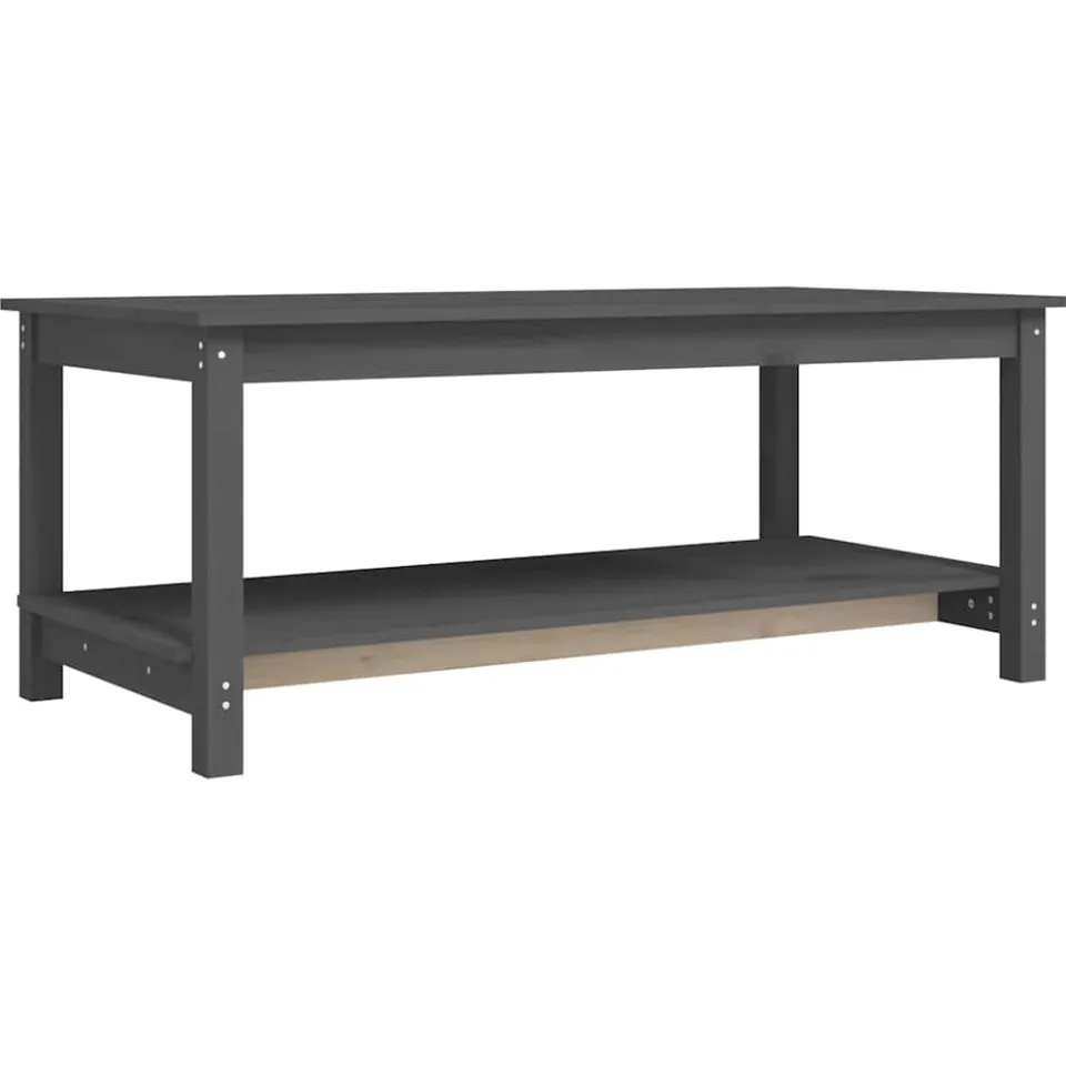 vidaXL Salontafel 110x55x45 cm massief grenenhout grijs