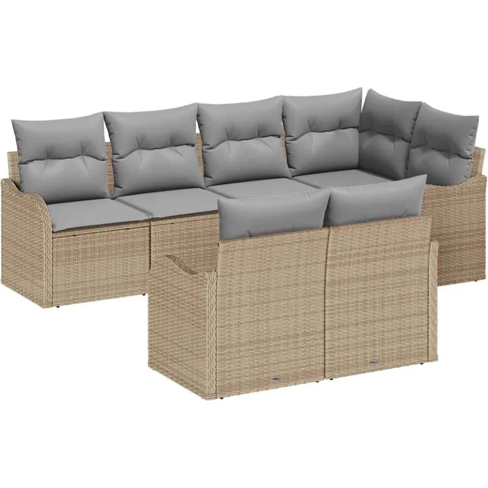 vidaXL Tuin Sofa Set 7 st Beige Poly riet
