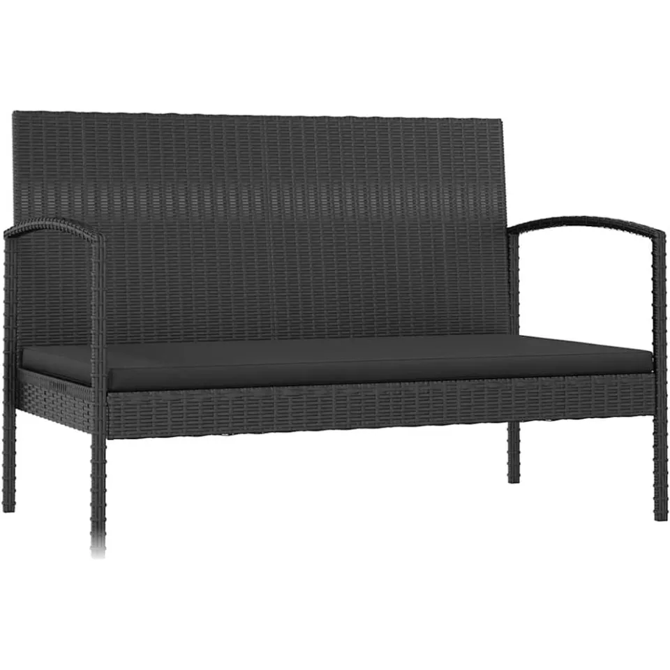 vidaXL 16-delige Loungeset met kussens poly rattan zwart