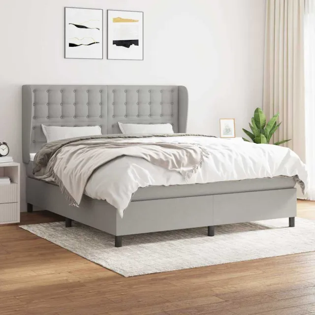 vidaXL Boxspring met matras stof lichtgrijs 160x200 cm grijs