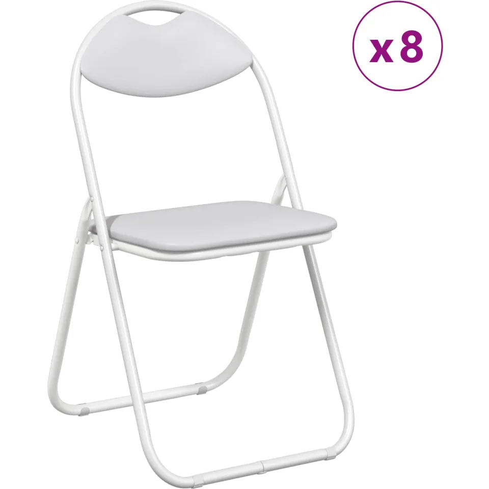 vidaXL Inklapbare stoel 8 st Nep Leer Wit 48 x 43,5 x 81 cm, foto 3
