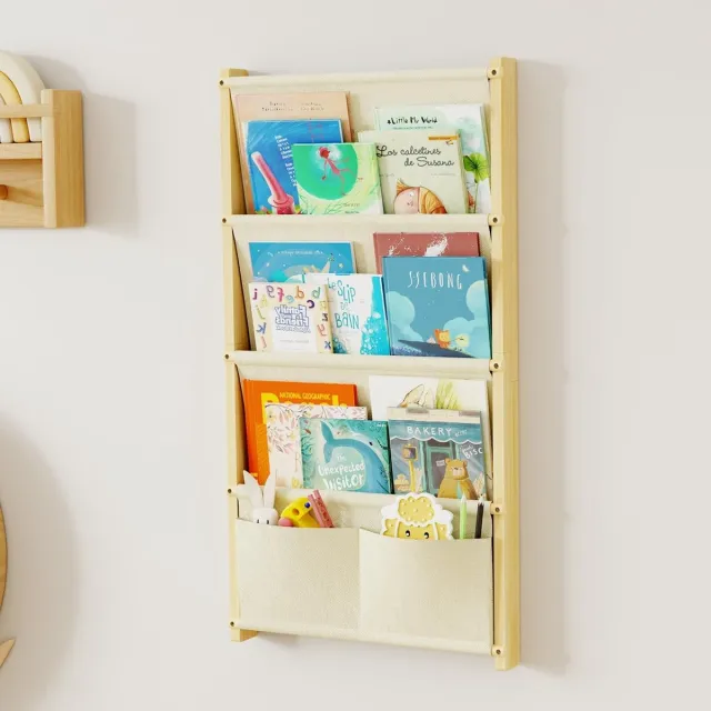 Vellaro Kinderboekenkast - Wit - 4 Lagen - Massief Houten Wandgemonteerde Boekenplank - Voor Kinderkamers wit(4 lagen)