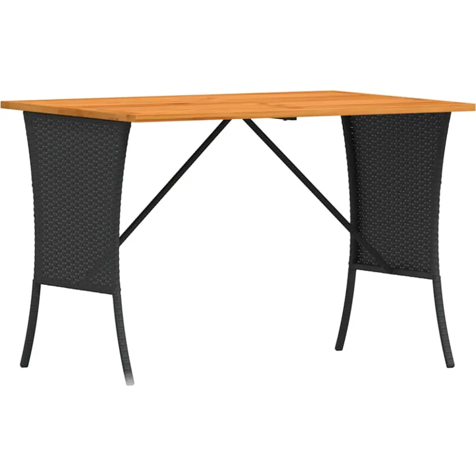 vidaXL Tuintafel met acaciahouten blad 105x75x72 cm poly rattan zwart