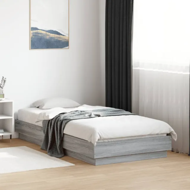vidaXL Bedframe bewerkt hout grijs sonoma eikenkleurig 75x190 cm