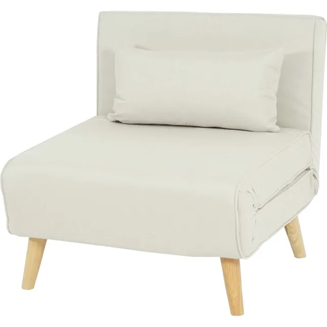 MCW Fauteuilbed MCW-D35, slaapbank functionele fauteuil inklapbare fauteuil relaxfauteuil jeugdfauteuil, stof/textiel ~ crème-beige