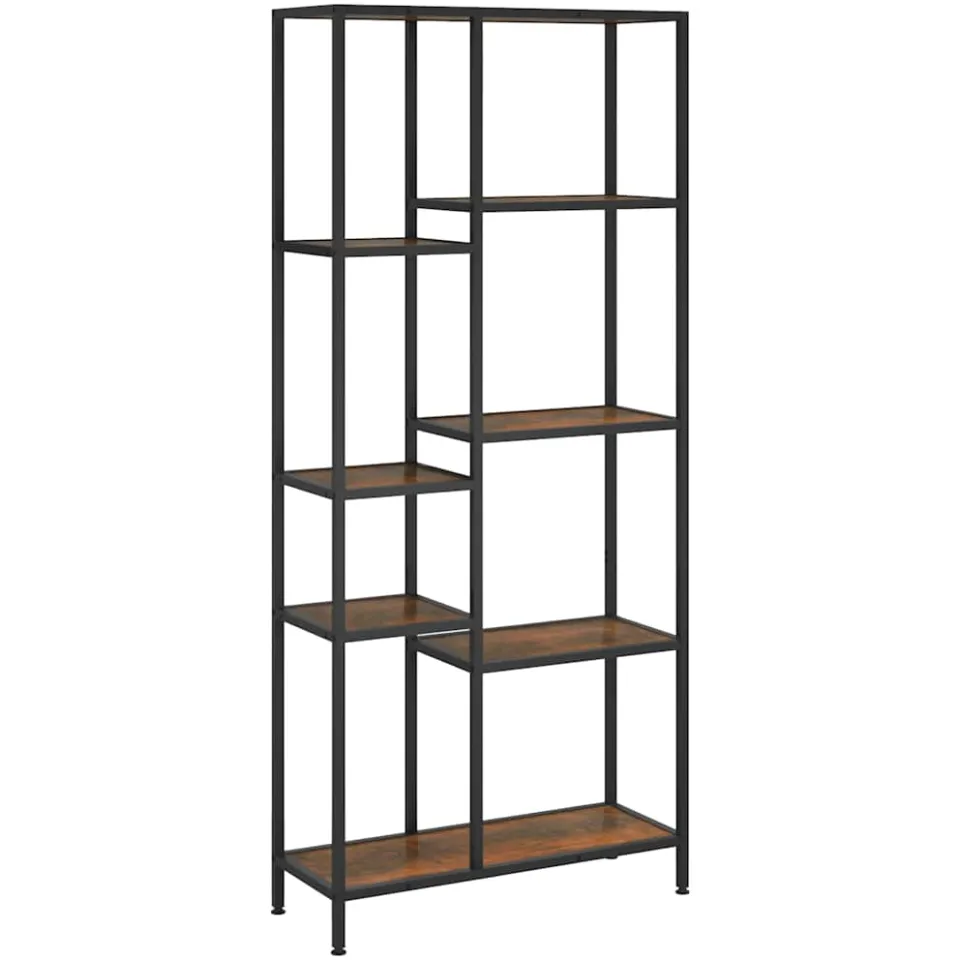 vidaXL Boekenkast 80x30x180 cm staal en bewerkt hout bruin, foto 3