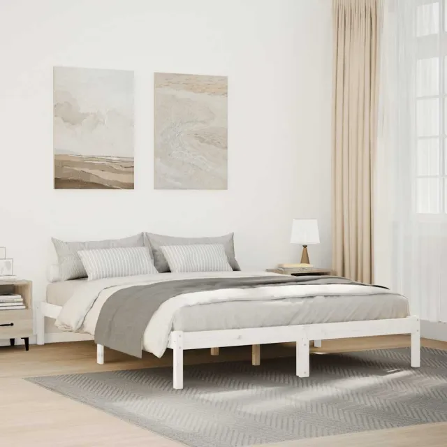 vidaXL Bedframe extra lang zonder matras grenenhout wit 160x210 cm