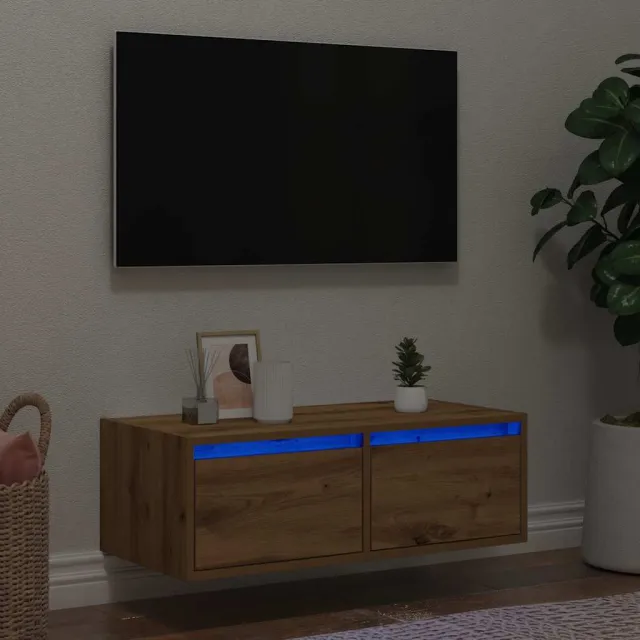 vidaXL Tv-meubel met LED-verlichting 75x35,5x25 cm artisanaal eiken Bruin