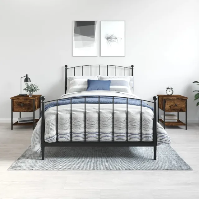 vidaXL Nachtkastjes 2 st 34x35,5x45 cm bewerkt hout gerookt eikenkleur, foto 2