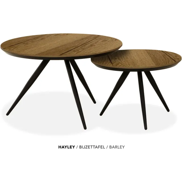 Maxfurn Set van 2 ronde salontafels met verjongde rand | kleur: Barley