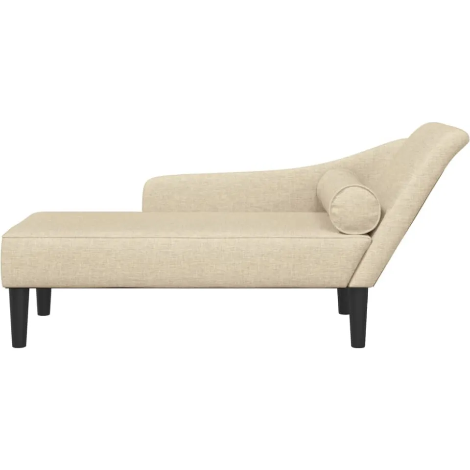 vidaXL Chaise longue met kussens stof crèmekleurig