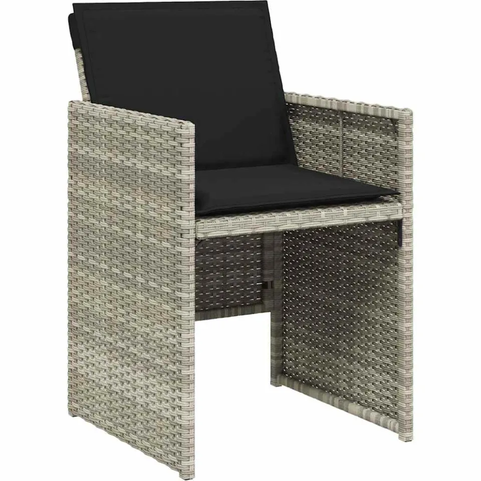 vidaXL 5-delige Tuinset met kussens poly rattan lichtgrijs
