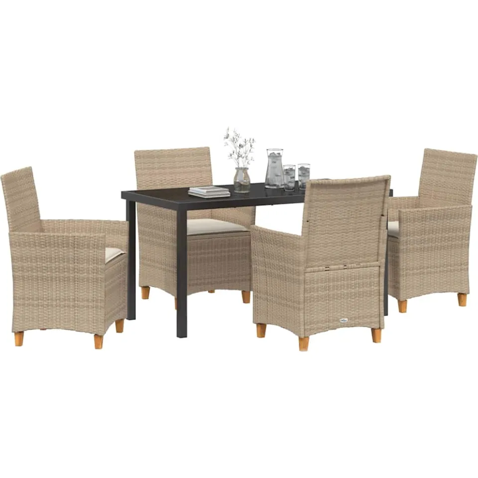 vidaXL Tuin eettafelset 5 st Beige poly rattan