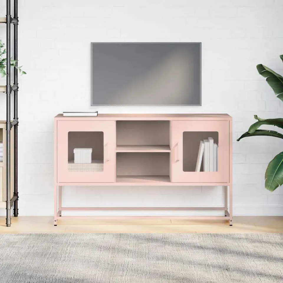vidaXL Tv-meubel 100,5x39x60,5 cm staal roze, foto 2