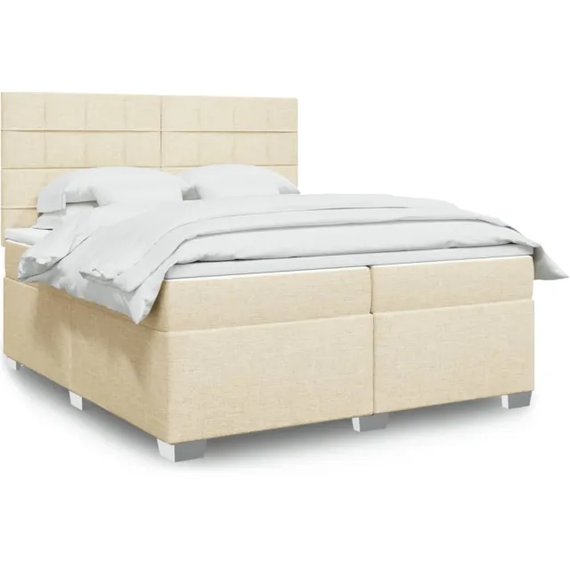 vidaXL Boxspring met matras stof crèmekleurig 200x200 cm