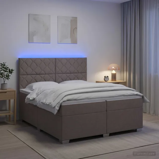 vidaXL Boxspringbed met matras met hoofdeinde Taupe 200 x 200 cm Stof