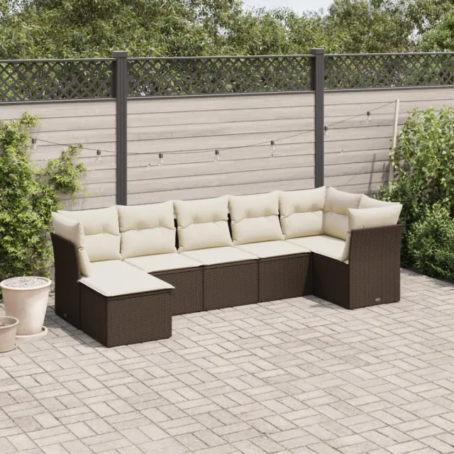 vidaXL 7-delige Loungeset met kussens poly rattan bruin, foto 2
