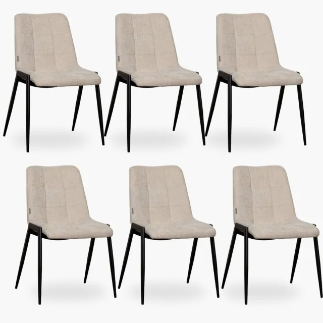 DOK 2 6x Eetkamerstoel Isa - Beige Velvet - Set van 6 - Naturel