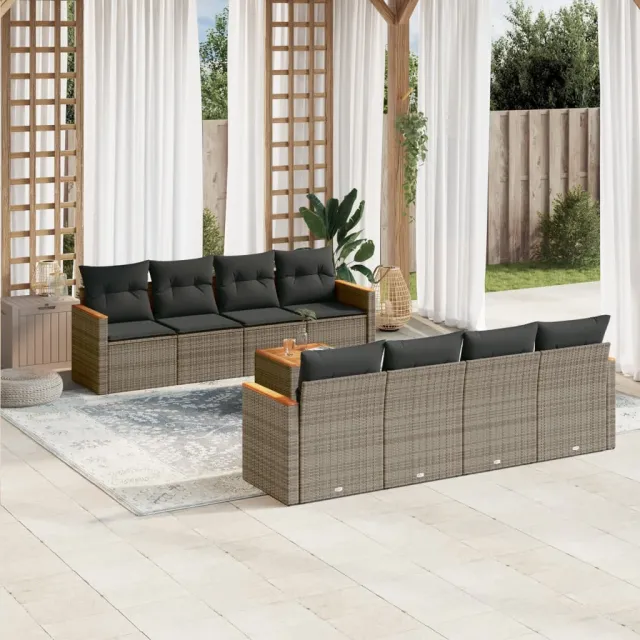 vidaXL Patio Sofa Set 9-zits Grey, foto 2