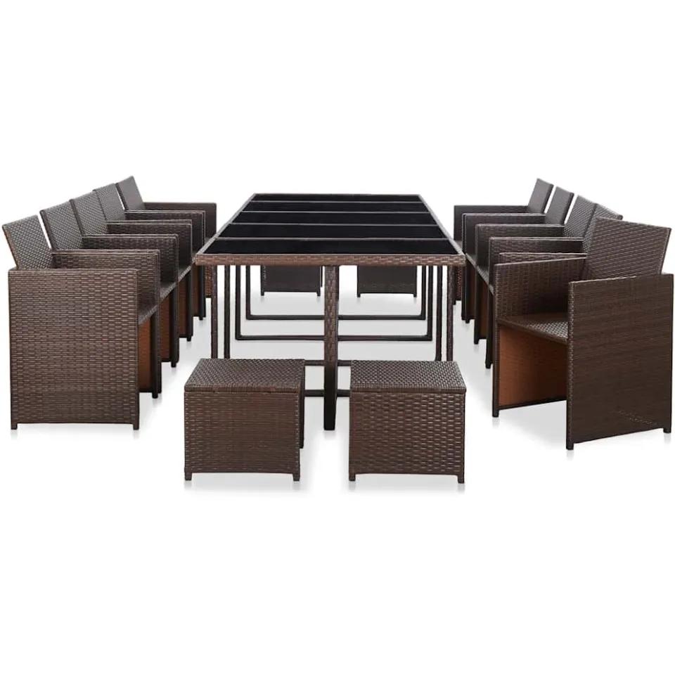 vidaXL 15-delige Tuinset met kussens poly rattan bruin, foto 3