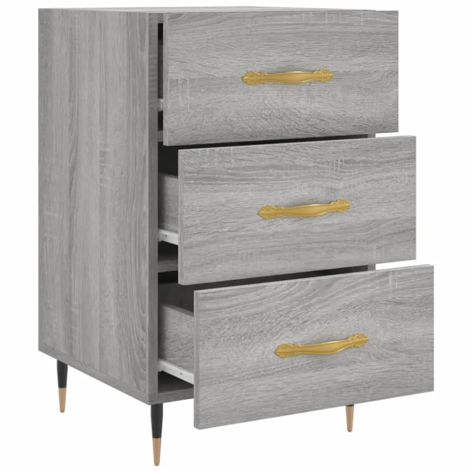 vidaXL Nachtkastje 40x40x66 cm bewerkt hout grijs sonoma eikenkleurig, foto 4