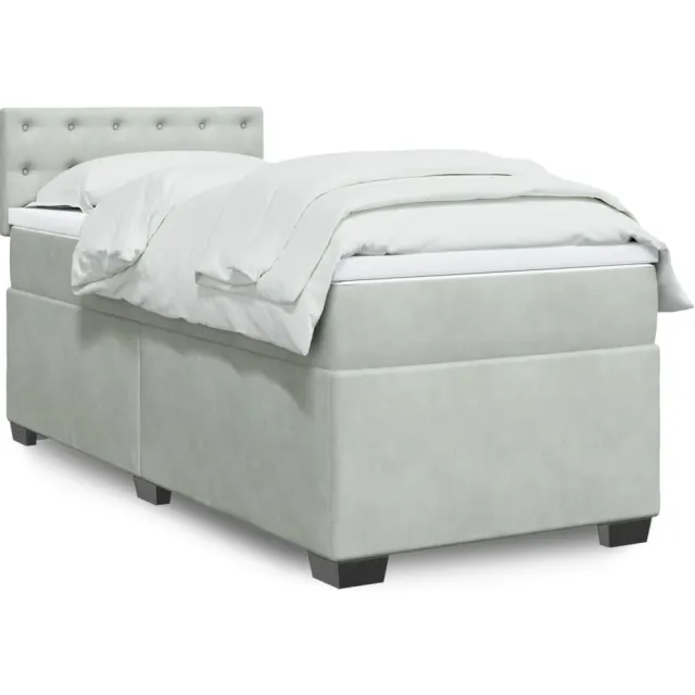 vidaXL Boxspring met matras fluweel lichtgrijs 90x200 cm grijs