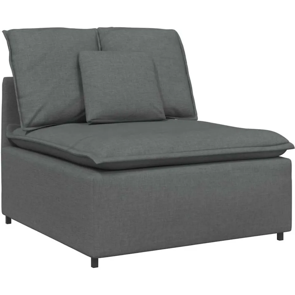 vidaXL Modulaire bank met voetenbank en kussens stof donkergrijs grijs, foto 4
