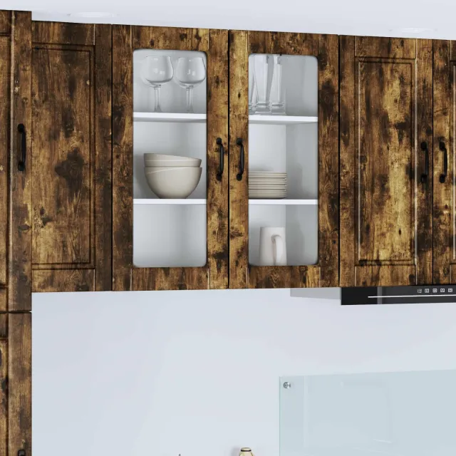 vidaXL Wandglas cabinet PORTO Gerookt eiken 80 x 31 x 80 cm Bruin