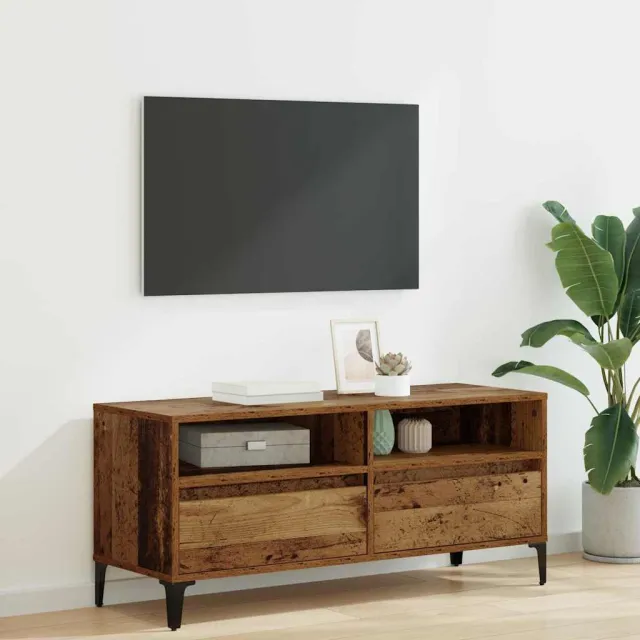 vidaXL TV-kast Oud Hout 100 x 34,5 x 44,5 cm Gemonteerd hout en ijzer Bruin