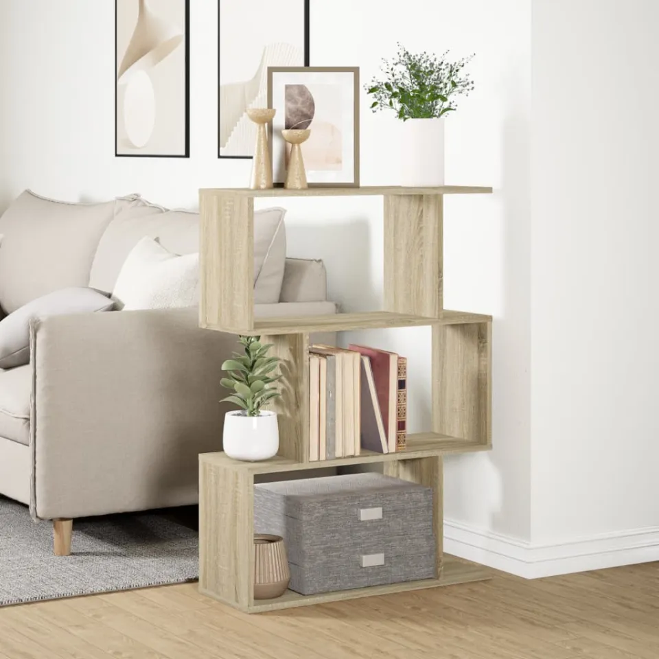 vidaXL Kamerscherm / boekenkast 3-laags 70x24x97 cm hout sonoma eiken, foto 4