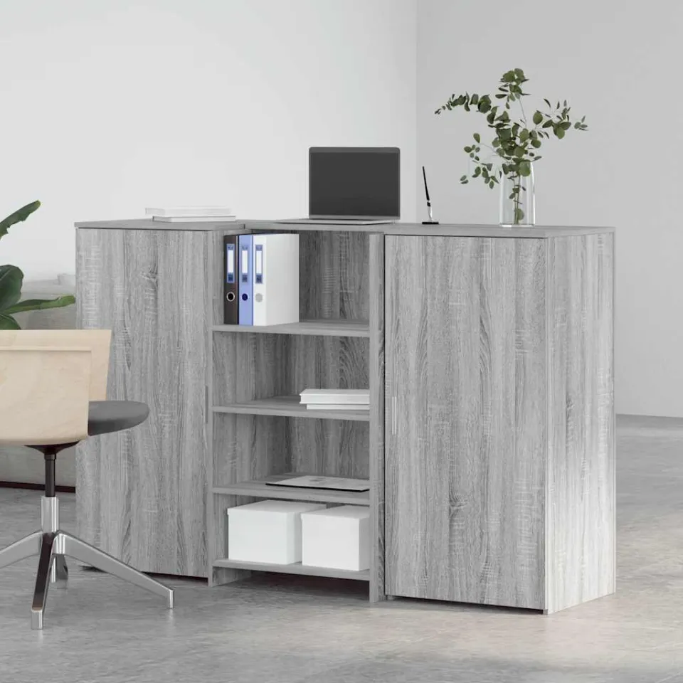 vidaXL Receptiebalie 155x50x103,5 cm bewerkt hout grijs sonoma eiken, foto 2