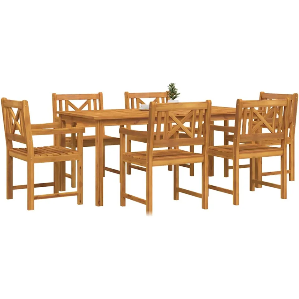 vidaXL Tuin eettafelset 7 st 6-zits Bruin Massief Acaciahout