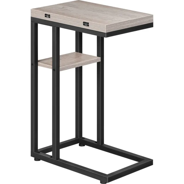 HOOBRO C-vormige bijzettafel, opvouwbare bank bijzettafel, nachtkastje snacktafel, laptophouder tafel voor bank, kleine ruimtes, kleine salontafel, woonkamer, slaapkamer, Greige en zwart EBG29SF01