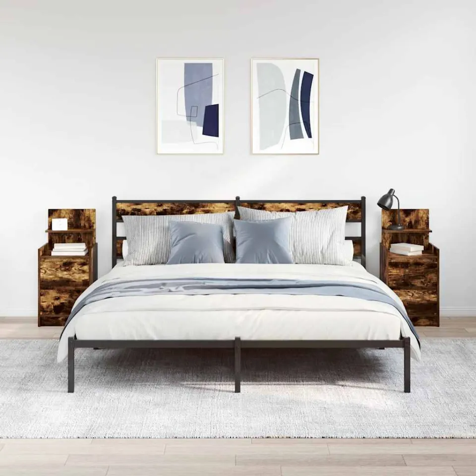 vidaXL Nachtkastjes met 2 lades 2 st 38x34x80 cm gerookt eikenkleurig, foto 3