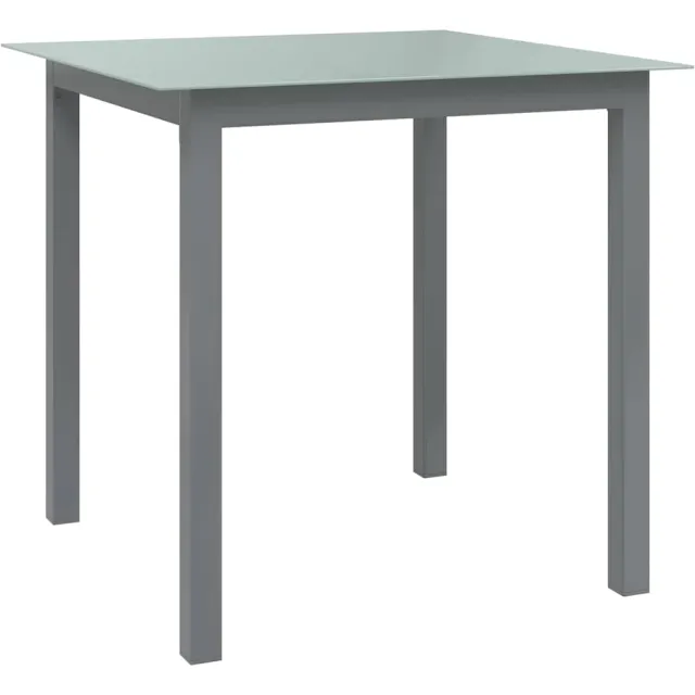 vidaXL Tuintafel 80x80x74 cm aluminium en glas lichtgrijs