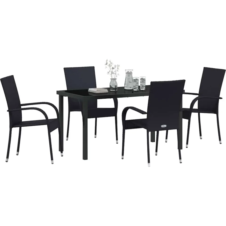 vidaXL Tuin eettafelset 5 st Zwart Gepoedercoat staal, foto 2