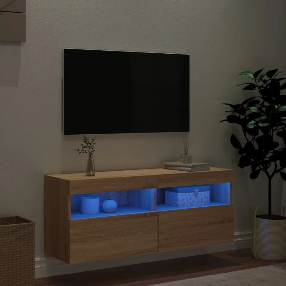 vidaXL Tv-wandmeubel met LED-verlichting 100x30x40 cm sonoma eiken, foto 3