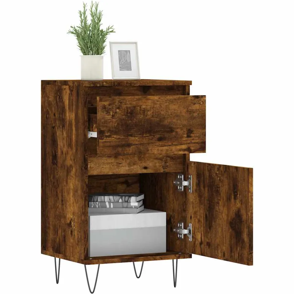vidaXL Dressoir 40x35x70 cm bewerkt hout gerookt eikenkleurig, foto 4