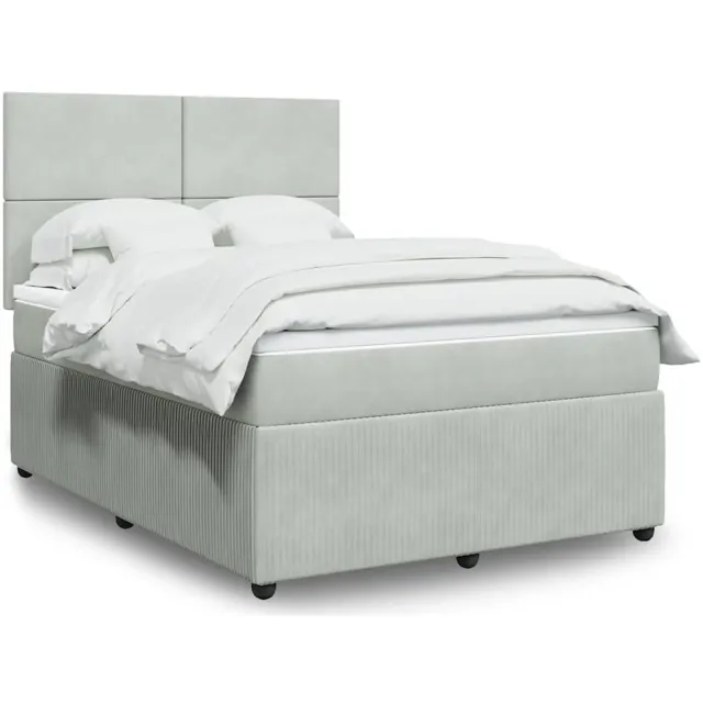 vidaXL Boxspring met matras fluweel lichtgrijs 160x200 cm grijs