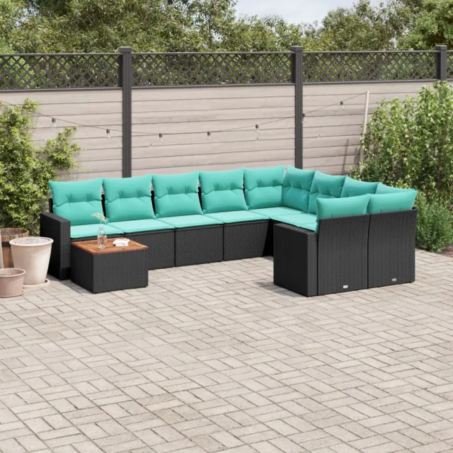 vidaXL 10-delige Loungeset met kussens poly rattan zwart, foto 2