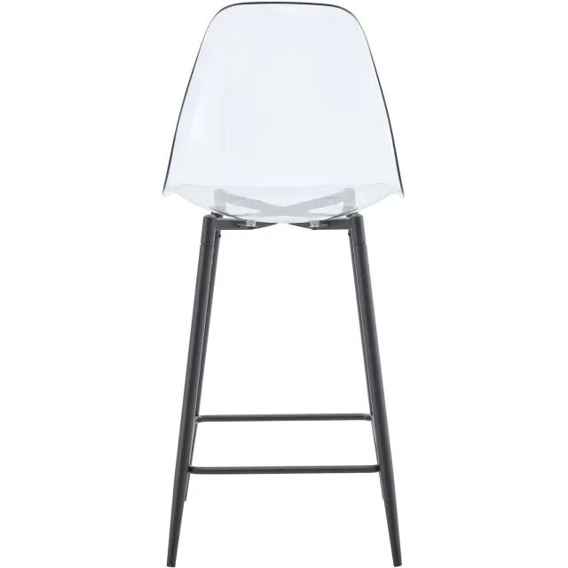MUVANO Transparante barkrukken set van 2 - Barstoelen met voetensteun - Kunststof zitschaal en metalen frame - Zithoogte 65 cm - Voor keuken en bar - Zwart