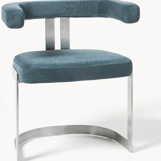 Westwing Collection Armstoel Gianni in petrol Turquoise, Zilverkleurig