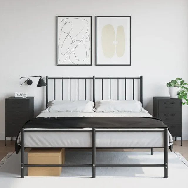 vidaXL Nachtkastjes 2 st 36x39x68 cm staal zwart, foto 2