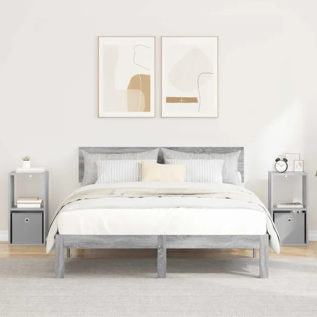 vidaXL Nachtkastje 2 st Grijs Sonoma 30,5 x 27 x 59,5 cm Bewerkt hout