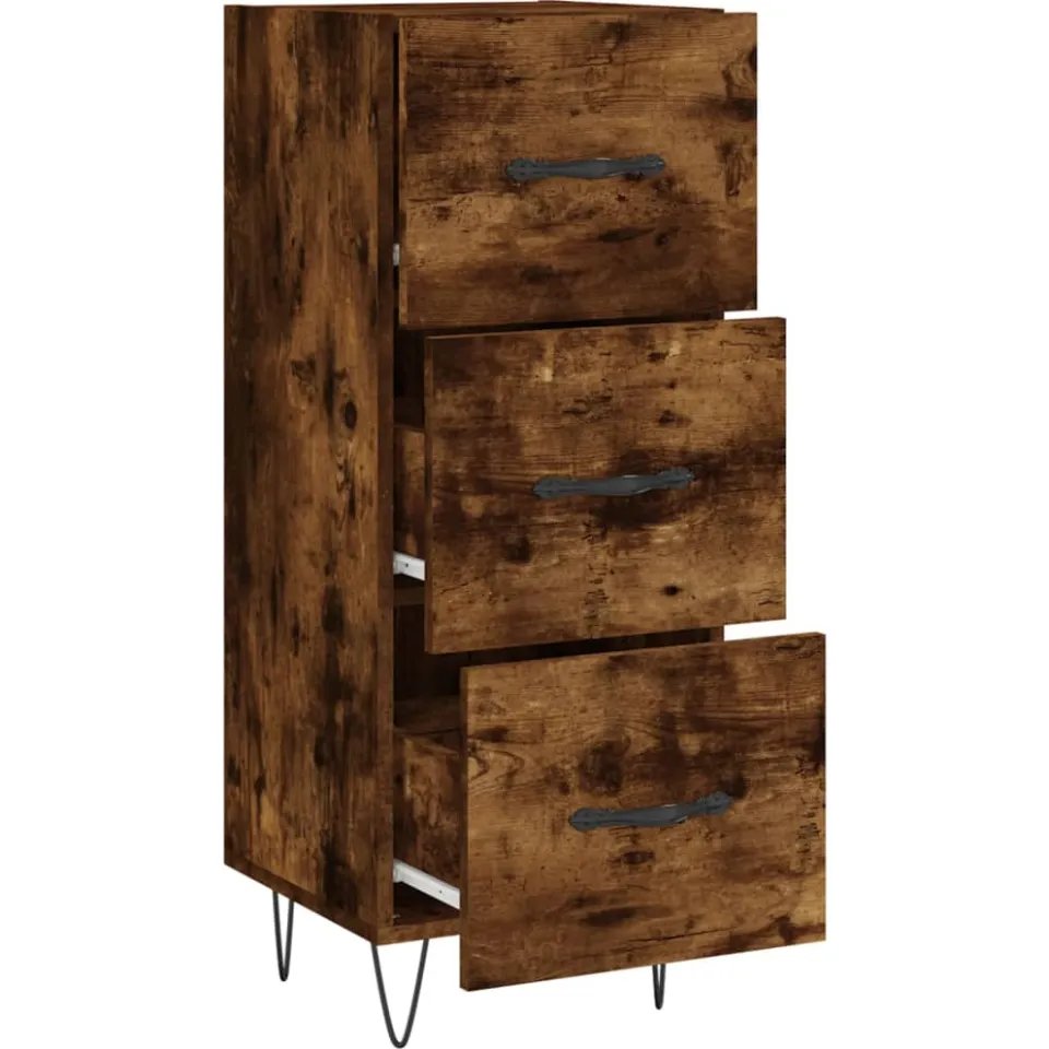 vidaXL Dressoir 34,5x34x90 cm bewerkt hout gerookt eiken, foto 3