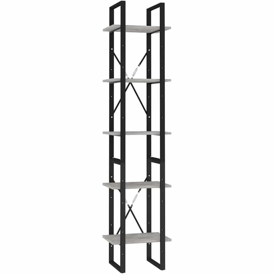 vidaXL Boekenkast met 5 schappen 40x30x175 cm bewerkt hout betongrijs grijs, foto 3