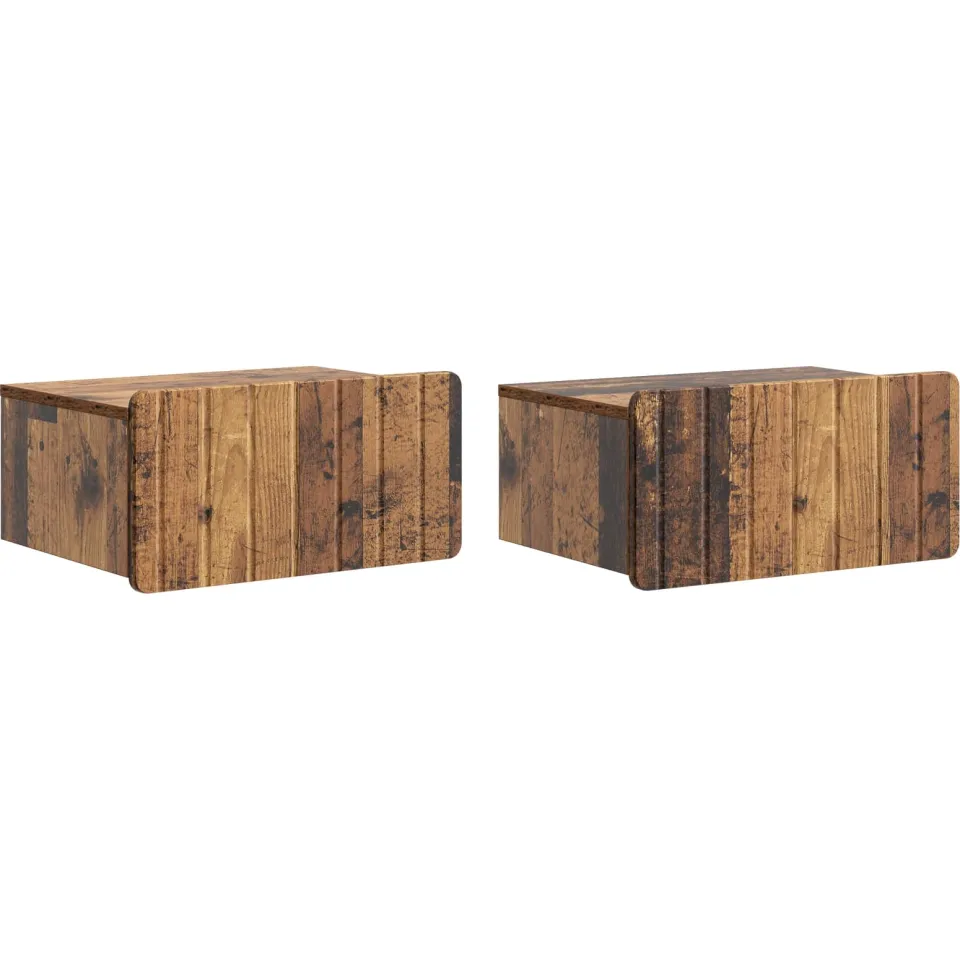 vidaXL Wandbeugel Bedkast 2 st Oud hout 49 x 34,5 x 24 cm Bewerkt hout Bruin