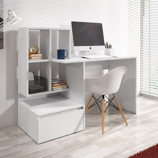 MEUBELLA Bureau Pierre 2 - Wit - 145 cm