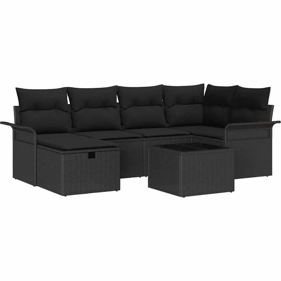 vidaXL Tuin Sofa Set 7 st Poly riet Lichtgrijs